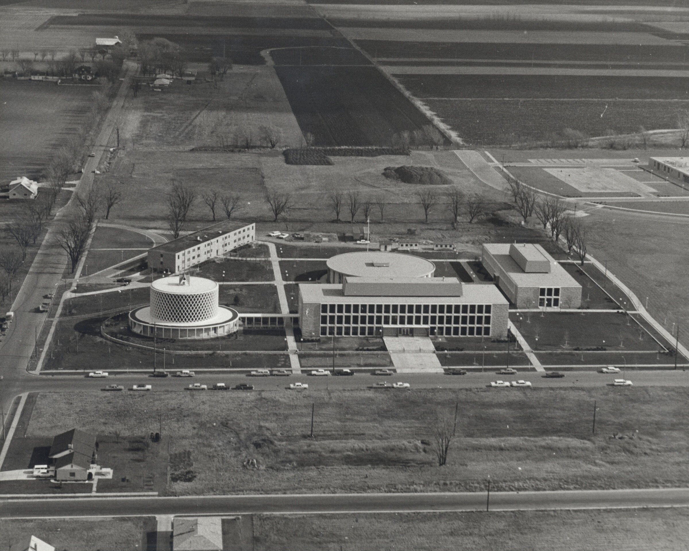Aerial view of the Marian College campus, 1960s.